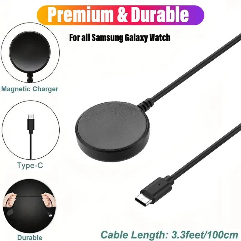 

2025 New Watch Portable Wireless Magnetic Charger Fast Charger For Samsung Galaxy 5 Pro 5/4/3 Active 2/1 Sport/S3 USB-A Watch
