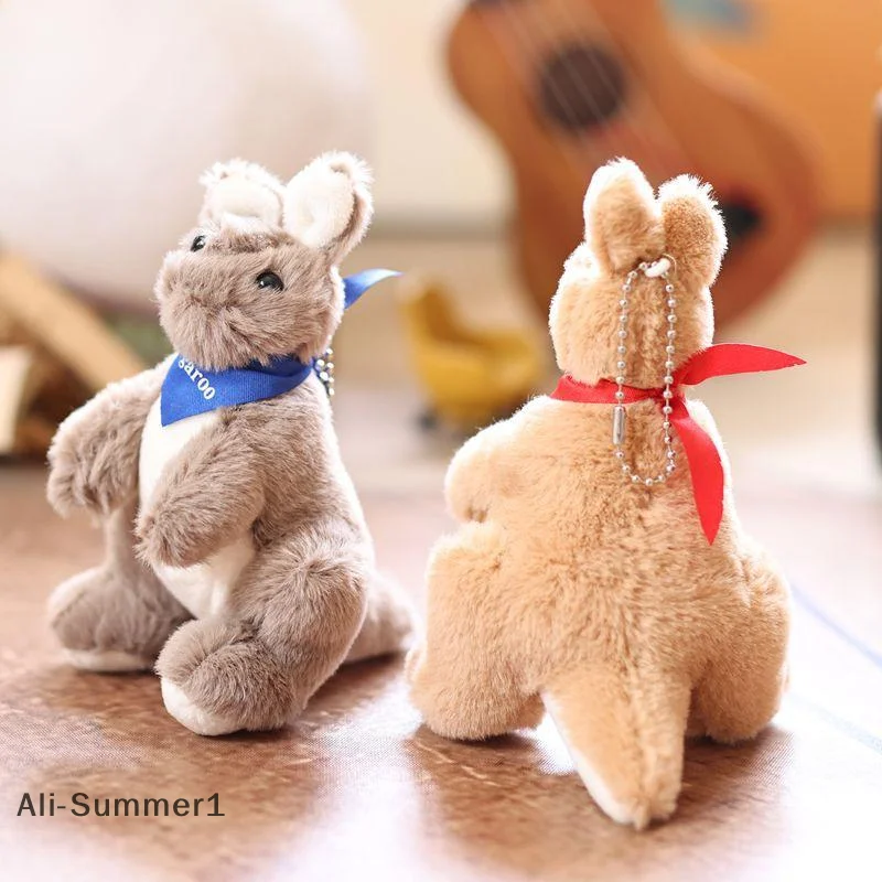 【E】Cute Cartoon Kangaroo Plush Keychain Stuffed Animal Doll Keyring Lovely Bag Pendant Backpack Hanging Decoration Gifts