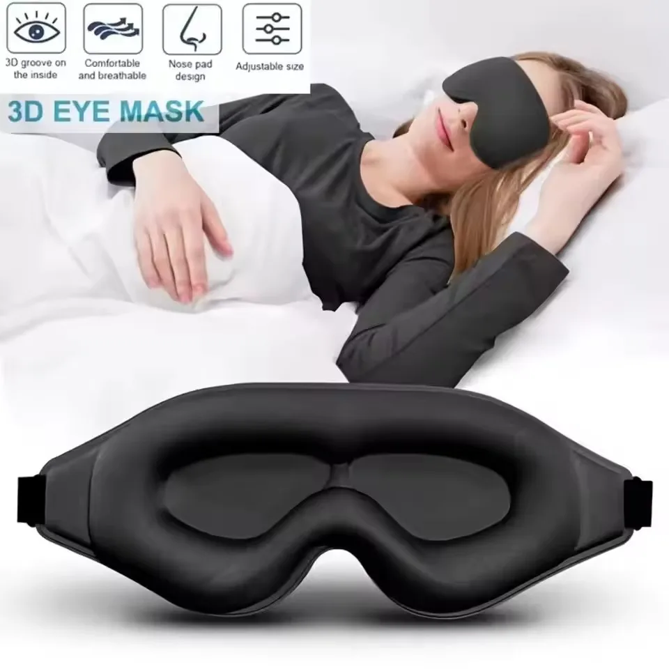 3D Eye Mask, Comfortable & Breathable Sleep Mask with Nose Pad, Adjustable Size Eye Cover for Sleeping, Travel & Nap, Blackout