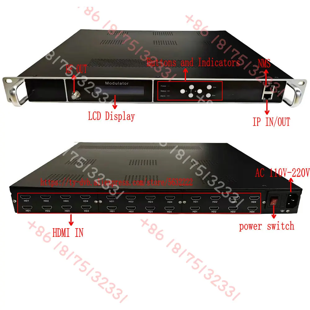 Neues Produkt zum Rundfunk von TV-Geräten R FModulator 8HD zu R F DVB-C DVB-T ATSC ISDBT H264 Encoder-Modulator