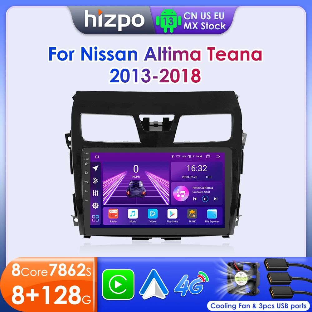 Hizpo 2 DIN Android Car Radio for Nissan Teana 3 2013 - 2018 Auto Multimedia Player GPS Navigation Octa Core 7862 4G Wifi RDS BT