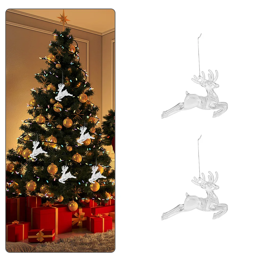 

Christmas Deer Hanging Decor Xmas Tree Pendant Festival Hollow Running Plastic Compact Size Suspend Decorative