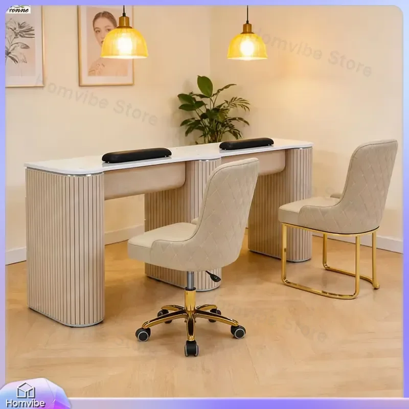 White Triple Manicure Table with Glass Top Nail Desk for Salon Home Use Nail Art Station Pedicure Table Nail Technician