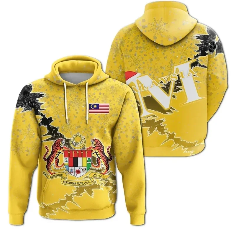 Malaysia Asia Country Flag Pattern Mens Hoodies 2024 New Fashion Malaysian Emblem 3D Print Hooded Sweatshirts Street Pullovers