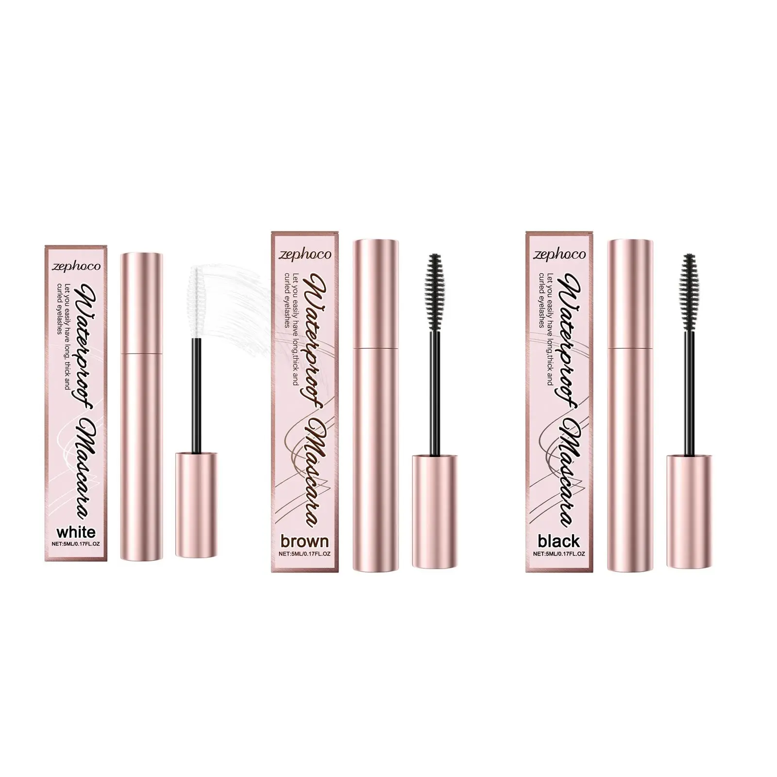 Máscara rizadora negra, resistente al agua, a prueba de sudor, de larga duración, sin manchas, maquillaje de ojos grande Natural, pestañas marrones, herramientas cosméticas, 5ml