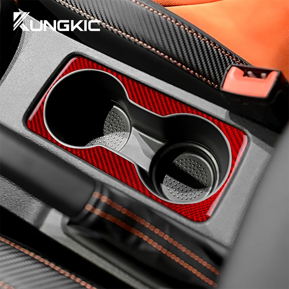 Real Soft Carbon Fiber Sticker For Seat Leon 2013 2014 2015 LHD RHD Car Gear Cup Holder Frame Trim Interior Accessories