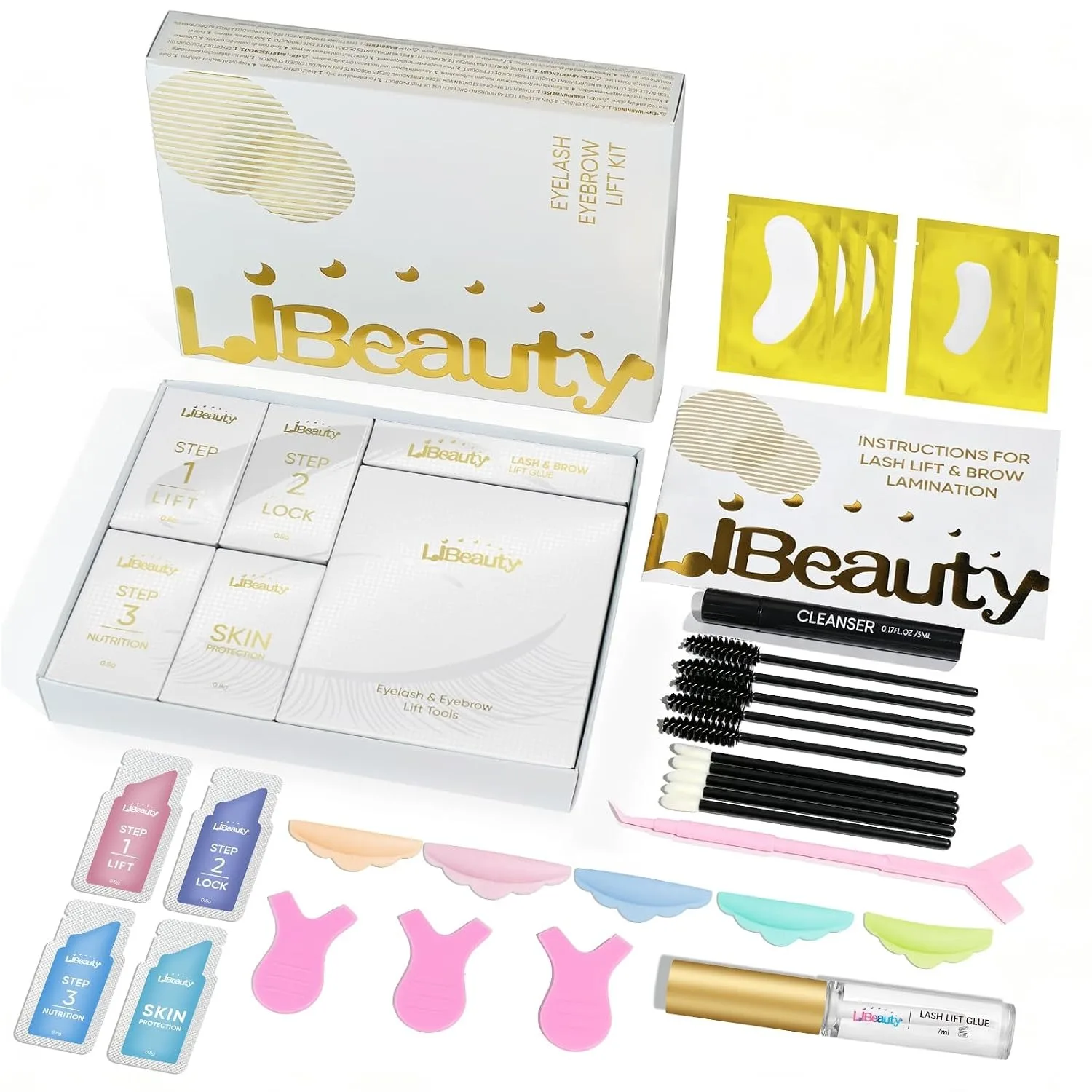 Libeauty Eyelash Lift Kit and Brow Lamination 2 in 1 Kit Lash Perm Lotion Sachet Disposable Quick Curling Use at Home or Salon