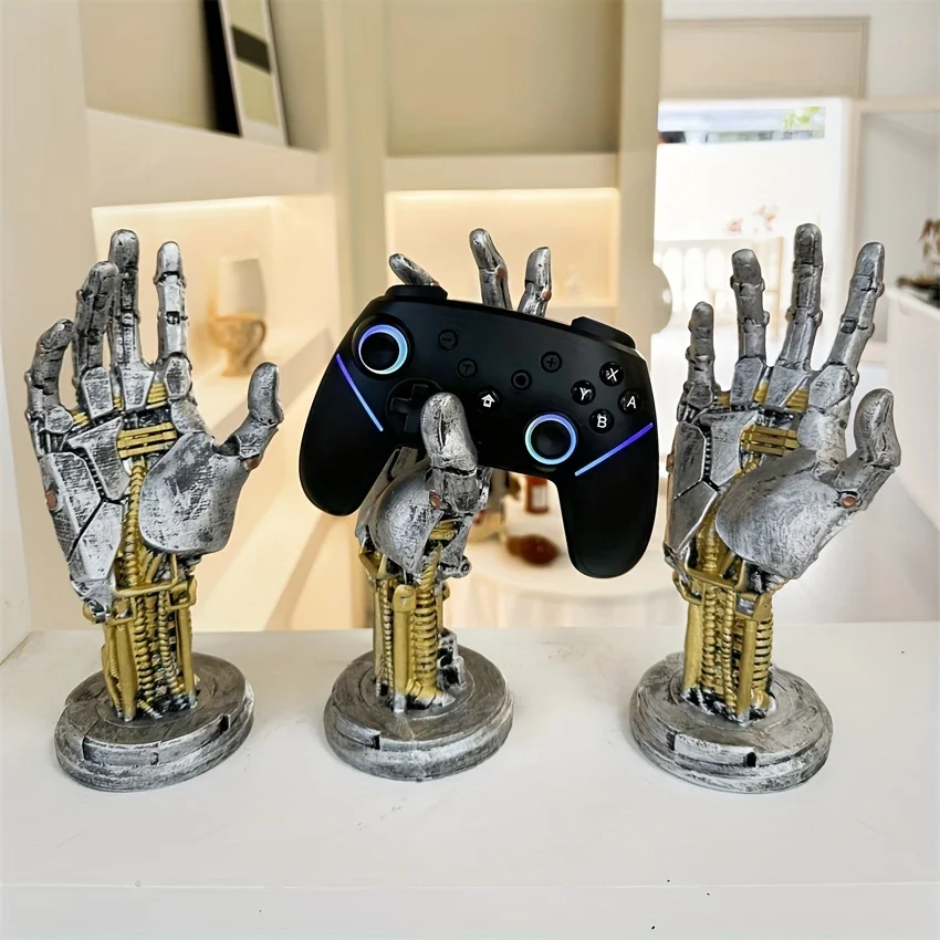 Adorno de mano robótico Cyberpunk, soporte para mando, anillo, cuerda, soporte de escritorio, accesorio para fotografía, decoración del hogar, 1 ud.