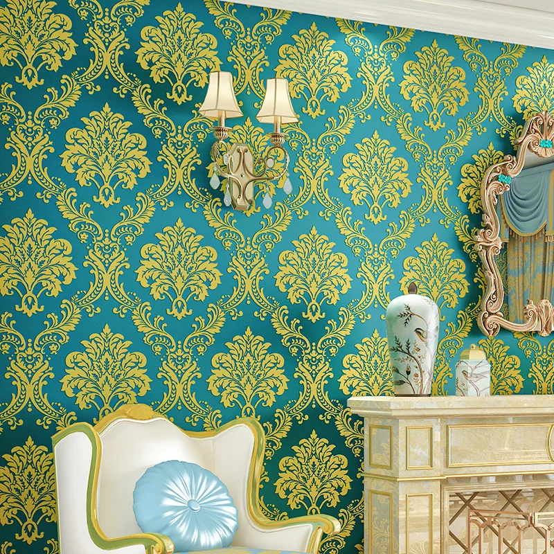 3D Embossed Wallpaper  Non-woven Fabric Thickened Wallpaper European Style Living Room Dining Room Hotel Feature Wall Decor