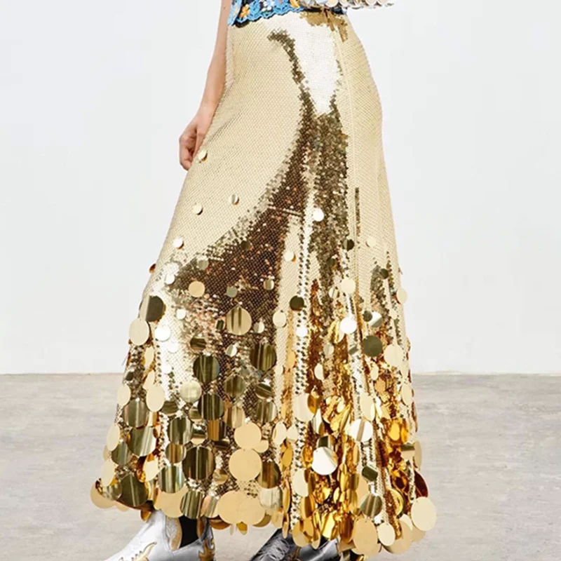 

Европейская и американская новая вечерняя мода плюс размер тяжелая аппликация блестящий декор из бисера платье миди с высокой талией