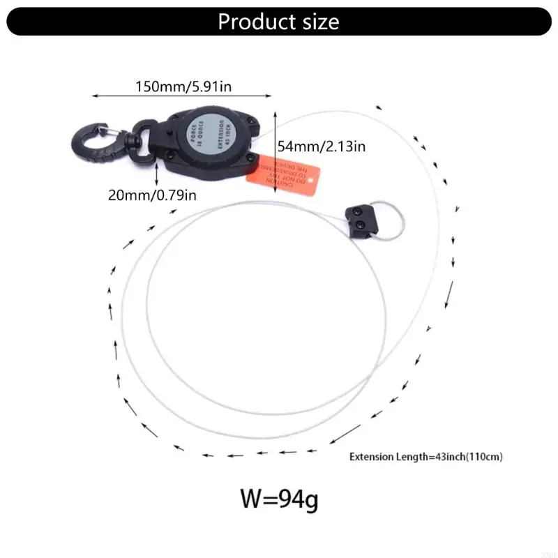 XXUF Dụng Cụ Lặn Rút Dây 43 ''Thép Kim Loại Có Thể Thu Vào Dây Thiết Bị Trung Bình Người Giữ Tethers Có Khóa Thợ Lặn Phụ Kiện