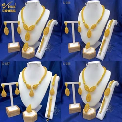 Set di collane placcate oro 24k vuote di lusso per le donne Set di gioielli africani di Dubai da sposa gioielli indiani regali per feste di anniversario