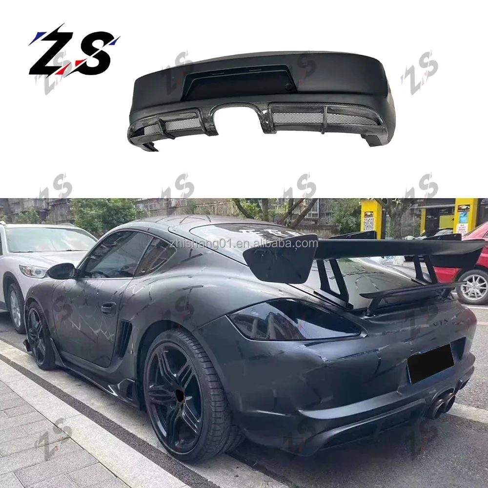 ZS  For Porsche 987.1 987.2 Boxster Cayman factory wholesale half carbon fiber rear bumper rear bumper body kits