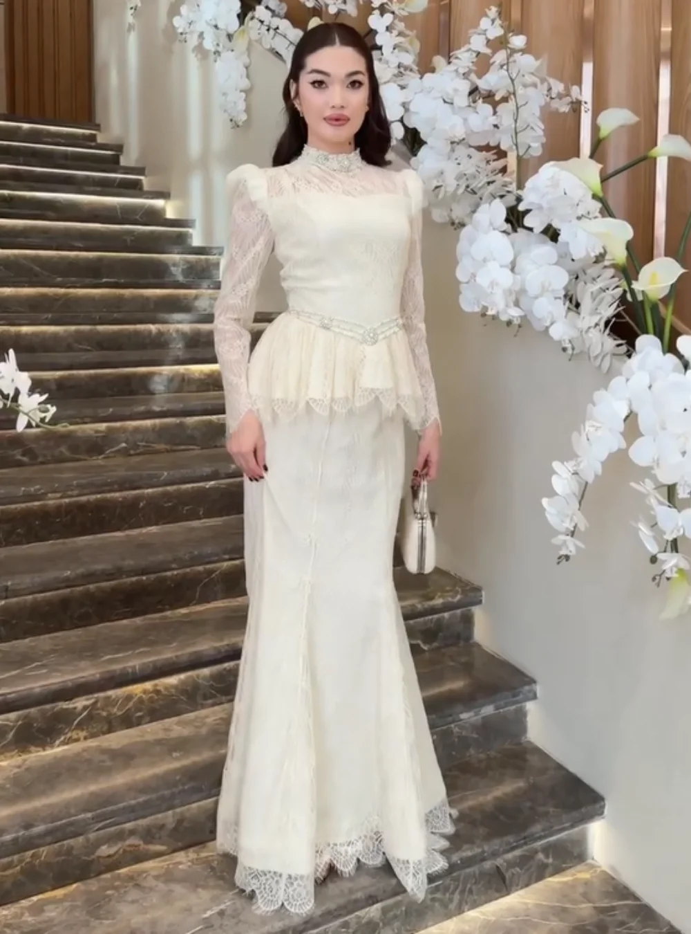 

Customized Sexy Lace Sequined Sash Trumpet High Collar Long Evening Dresses Luxury 2025 Exquisite Fashion