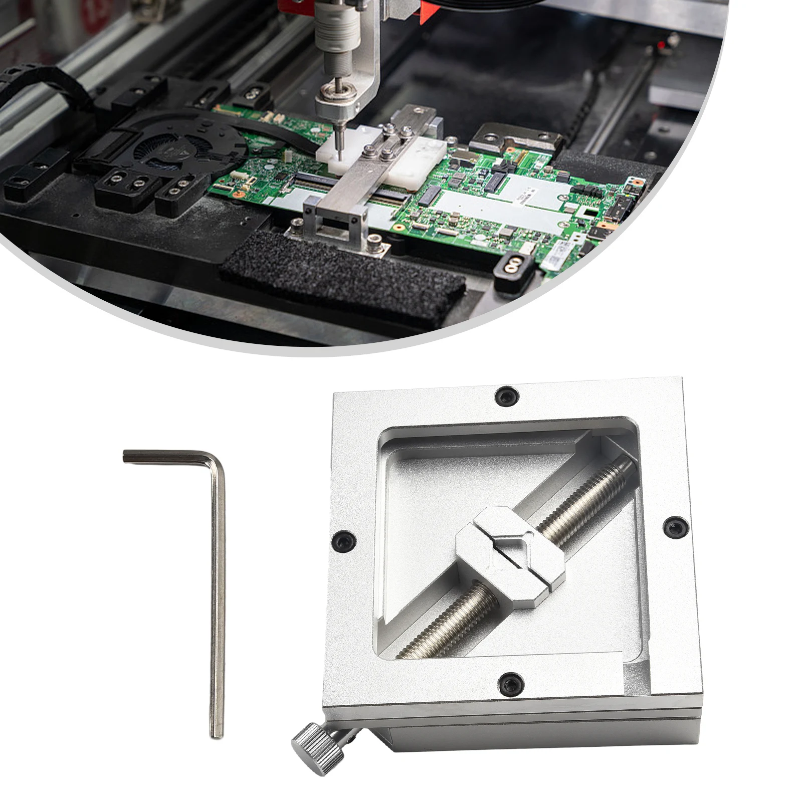 90mm For BGA Reball Station Fixture Jig with 10 Metal Stencils for For BGA Reballing Kit Designed for Precise PCB Soldering