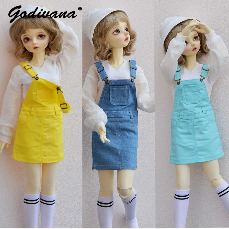 1/4 1/3 BJD Doll Outfit Sweet Cute Adjustable Strap Overall Dress Versatile Daily Casual Doll Clothes for1/4 1/3 BJD