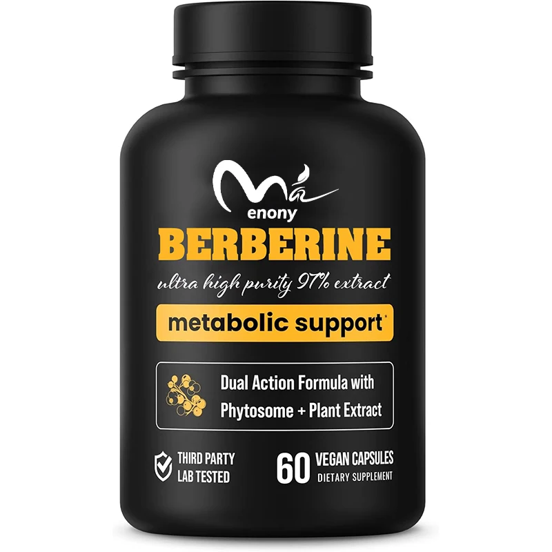 Berberine supplement, ultra-high strength 97% purity 1500mg+plant extract, promotes absorption, 60 vegan capsules