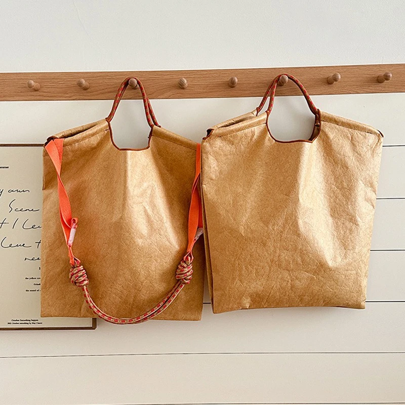 

Eco-friendly Shopping Tote Bag Retro Dupont Paper Waterproof Handbags Large Capacity Crossbody Bag for Outings Commuter Storage