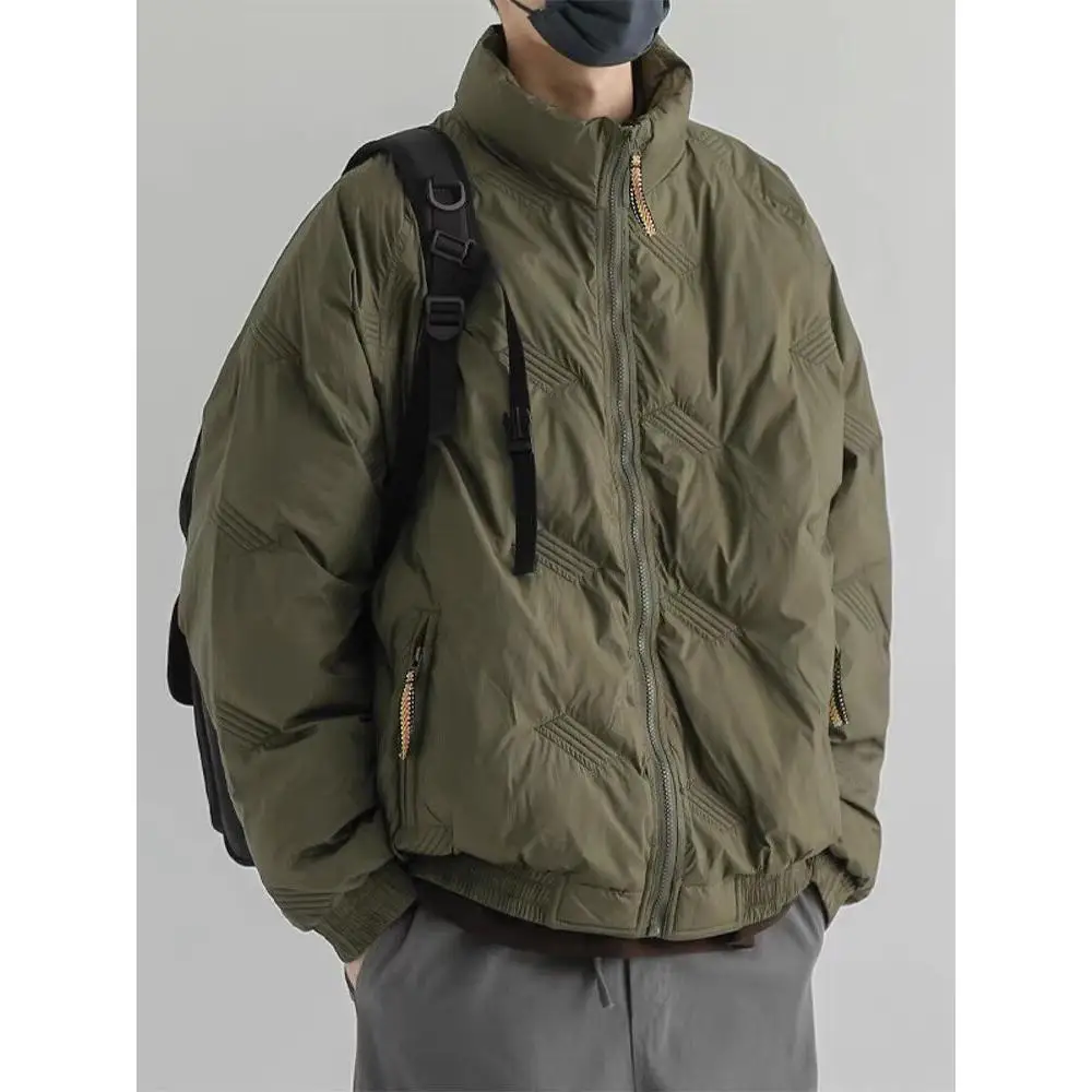 

Зимняя утепленная хлопковая куртка мужская повседневная свободного кроя в стиле ретро, теплая, с воротником-бомбером, с наполнителем из полиэстера, молодежная модная