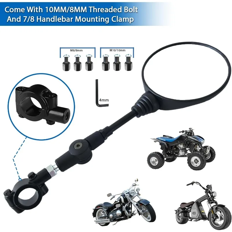 1 Pair Anti-fall Folding Round Motorcycle Side Rearview Mirrors M8 M10 for KTM Bike Rear View Mirror Holder For Scooter E-Bike image 3
