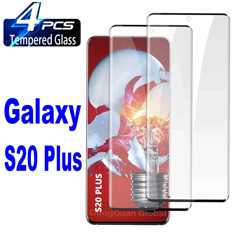 

2/4Pcs 3D Curved Four Sides Glue Tempered Glass For Samsung Galaxy S20 + HD Screen Protector