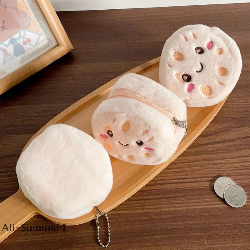 Monedero de felpa con raíz de loto de dibujos animados, colgante para auriculares, lápices labiales, bolsa de almacenamiento, llavero versátil, mochila, decoración colgante, 1/2 Uds.