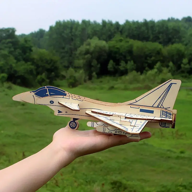 Wooden Puzzle 3D Model Student Handmade Military Aircraft Assembling Building Wooden Assembling Toys  Educational Toys