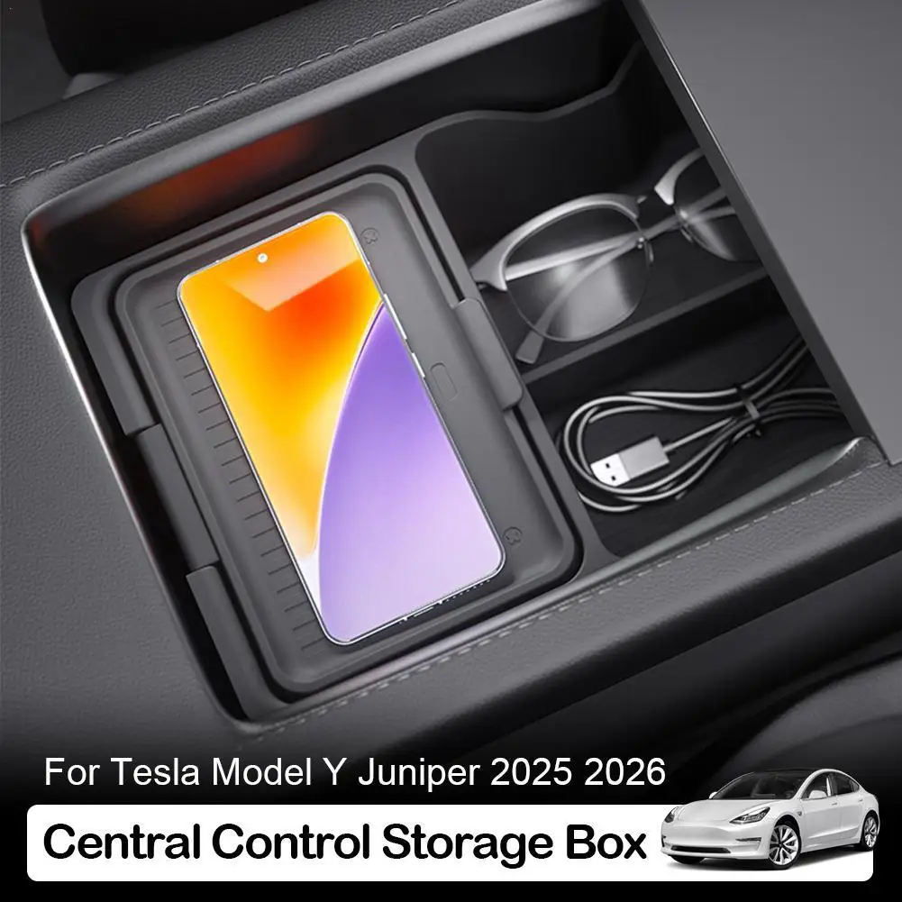 

Для Tesla Model Y Juniper 2024, центральный подлокотник, ящик для хранения, силиконовый органайзер, лоток, консоль, скрытый ящик, аксессуары для интерьера