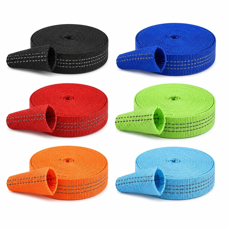 10Meters 25mm Tubular Nylon Webbing Tapes Reflective Strapping for Dog Coller Leash Hollow Webbings Sewing Ribbons Belt Trimming