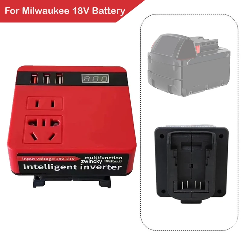 Power Inverter 120W For Milwaukee 18V M&18 Battery DC 18V To 220V Inverter Adapter Power Supply Inverter For Home Appliances