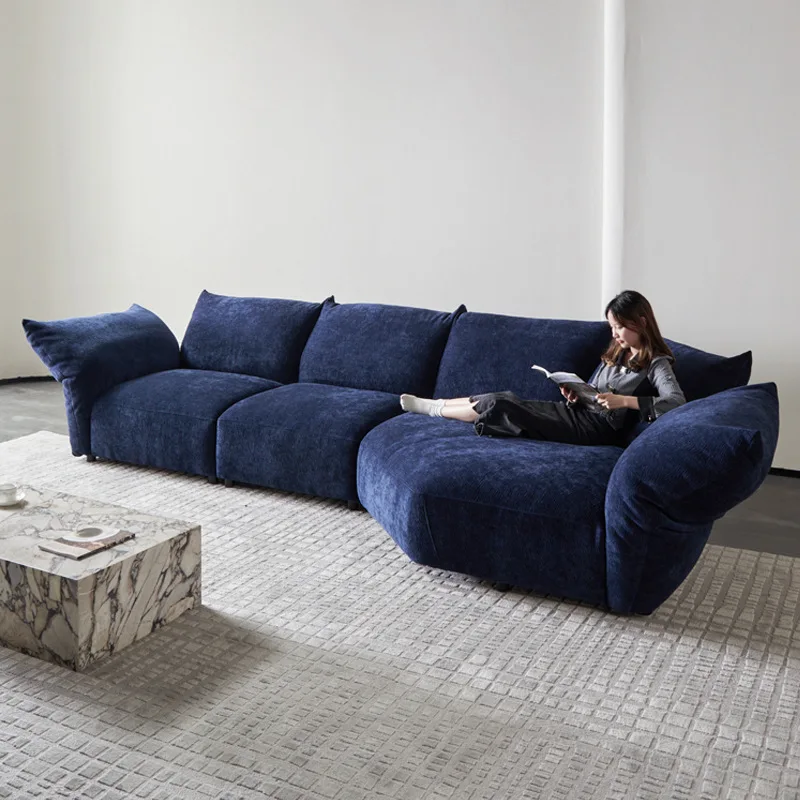 

Haute couture full steel frame petal sofa fabric corner sofa combination Italian minimalist large apartment