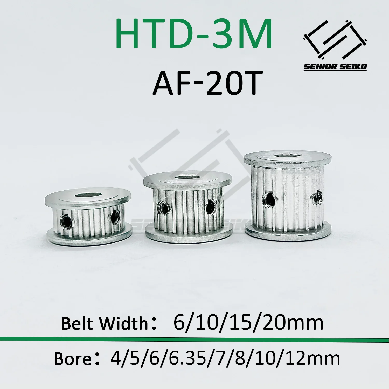 

HTD3M Timing Pulley 3M 20teeth Belt Width 6/10/15/20mm Bore 4/5/6/6.35/7/8/10/12mm Synchronous Wheel Pitch 3mm Belt Pulley