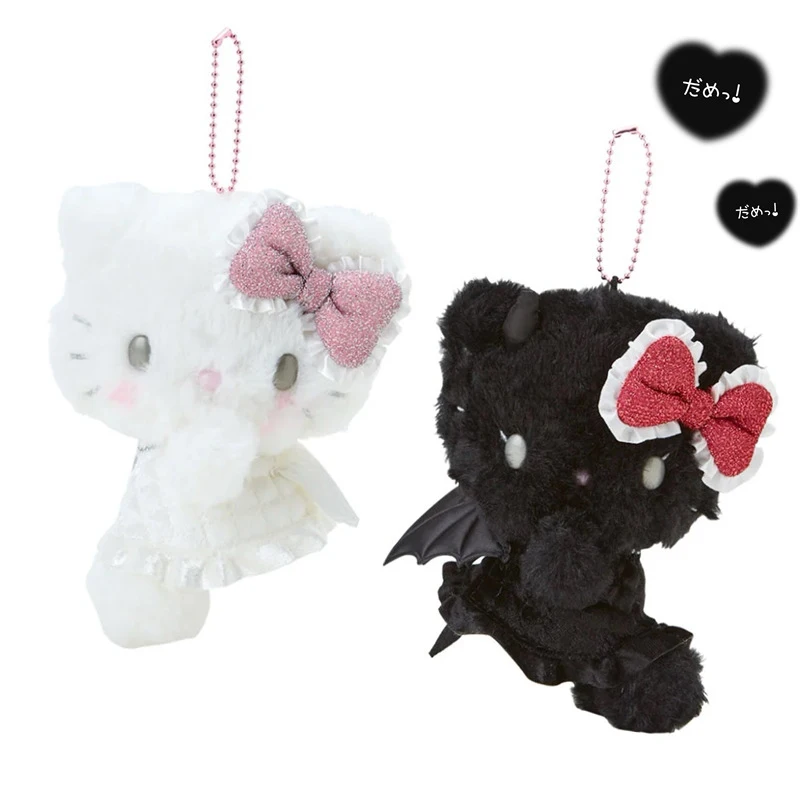 15cm Cute Hello Kitty Angel and Demon Plush Doll Girl Cute Bag Pendant Kawaii Sanrio KT Cat Doll Plush Keychain Gift