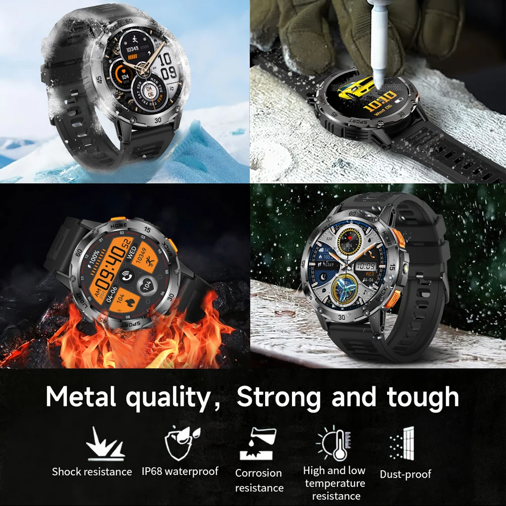 For Xiaomi GPS Sports Smart Watch Men 400 mAh Battery Compass Military Outdoor Fitness Watch Heart Rate BT Calling Smartwatch