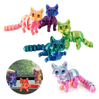1/2/3/6pcs 3D Printed Colorful Candy Cat Movable Joint Simulation Mini Candy Cat Action Figures Desktop Ornament Birthday Gifts