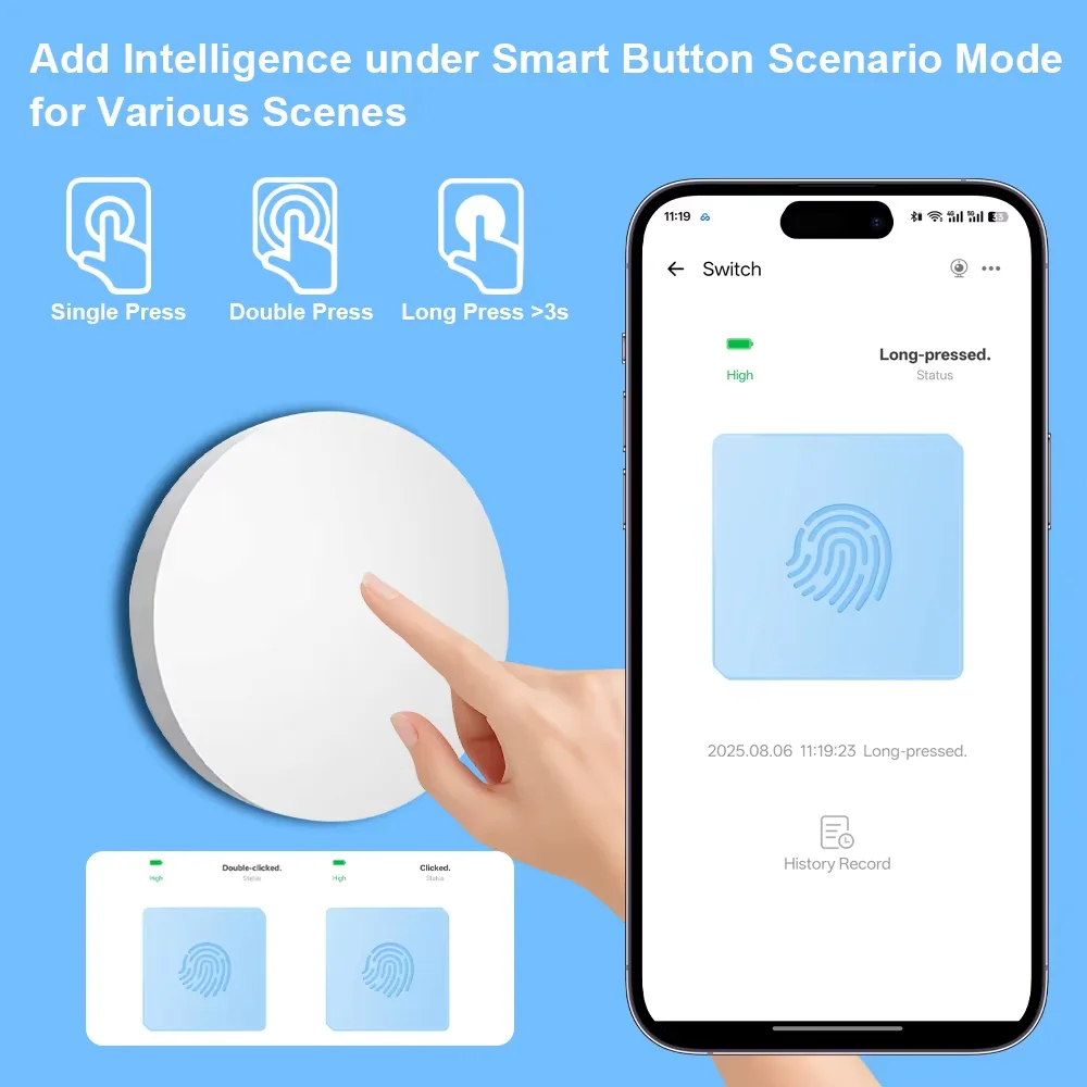 يتضمن مفتاح Zigbee الذكي اللاسلكي بزر الضغط على البطارية وجهاز التحكم عن بعد ومفتاح السيناريو الآلي مع Ewelink Gatway