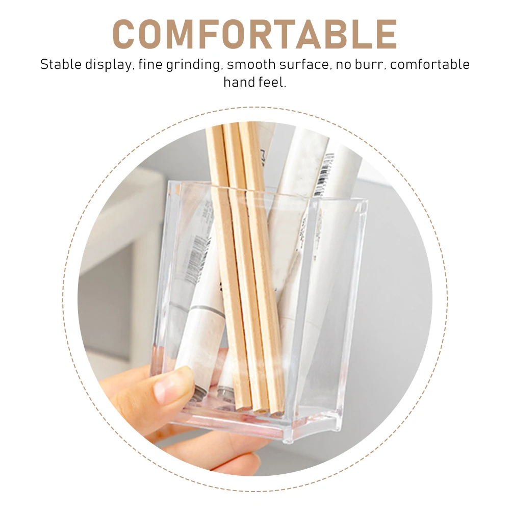 

4 Pcs Pretty Holds Pen Holder Makeup Brush Bucket Storage Pot Multi-functional Stationery Case Label Desktop Boxes Office