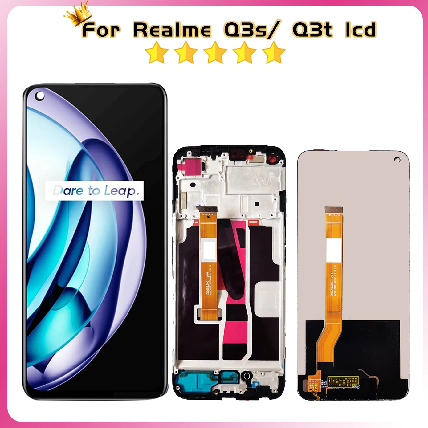 100% Tested For OPPO Realme Q3s Q3t LCD Display Touch Screen Digitizer Assembly Glass Sensor No/With Frame Replacement