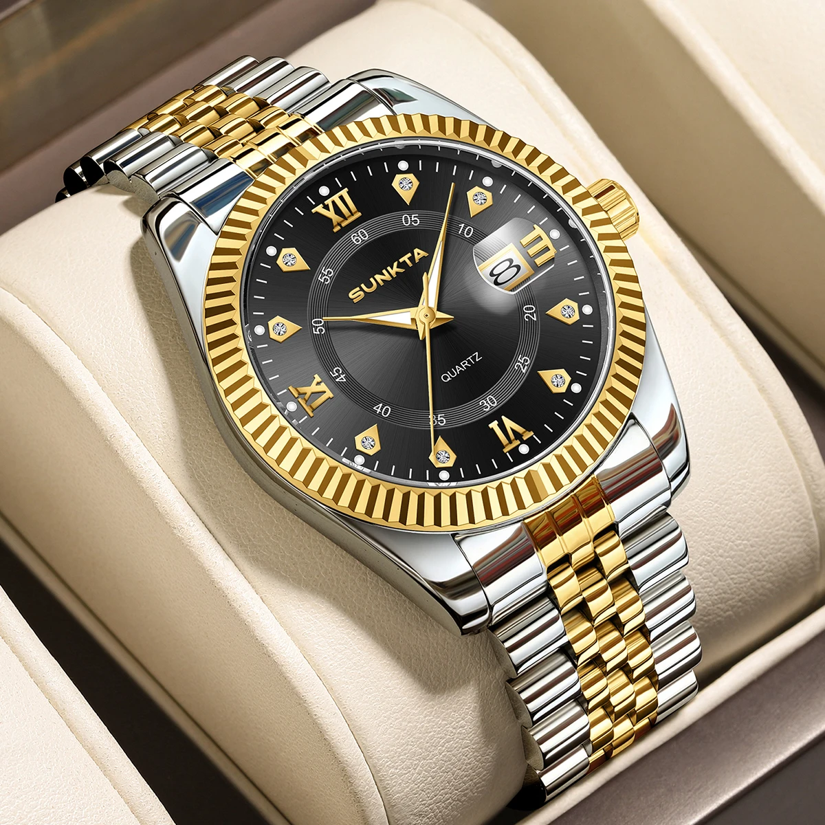 SUNKTA Luxury Wristwatch For Men Stainless Steel Date Quartz Man Watches Waterproof Luminous Casual Men's Watches Reloj Hombre