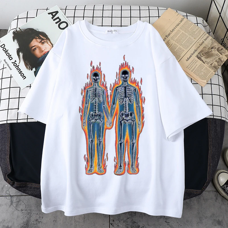 T-shirt Women Harajuku Clothing Graphic Anime Oversized T Shirt Design Ghost Unisex Short Sleeve Summer Goth T-shirts Top Y2K