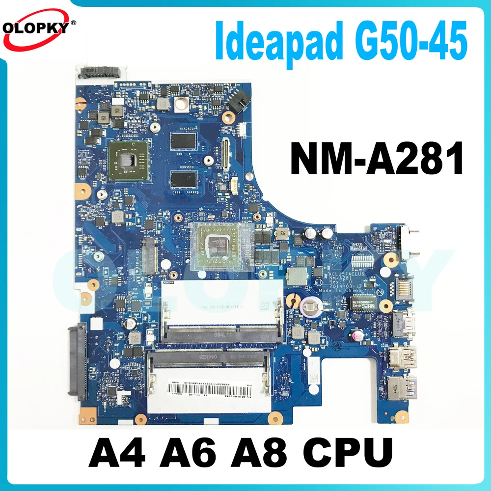 

ACLU5 ACLU6 NM-A281 Mainboard for Lenovo Ideapad G50-45 laptop motherboard with A4 A6 A8 CPU R5 M230 2GB GPU DDR3 fully tested