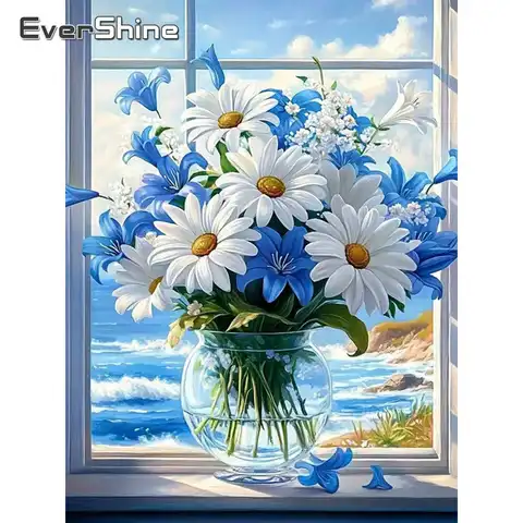 Evershine New Arrival Diamond Mosaic Daisy Flower Pattern For Adults Beginners Painting DIY Diamond Embroidery Vase Unique Gift