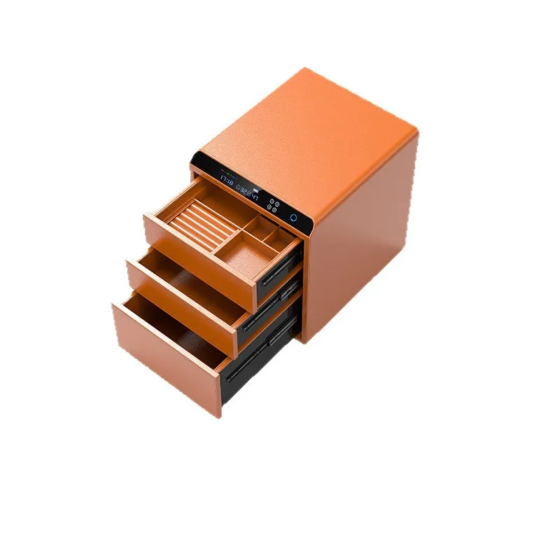 Drawer leather safe household small double layer multi-layer fingerprint password  high-end jewelry safe