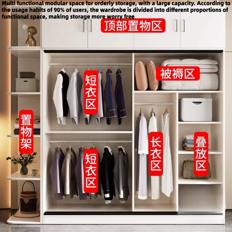 Shelves Organizer Double Wardrobe Clothing Cupboard Sliding Door Wardrobe Dressing Rooms Space-saving Gabinete Furniture