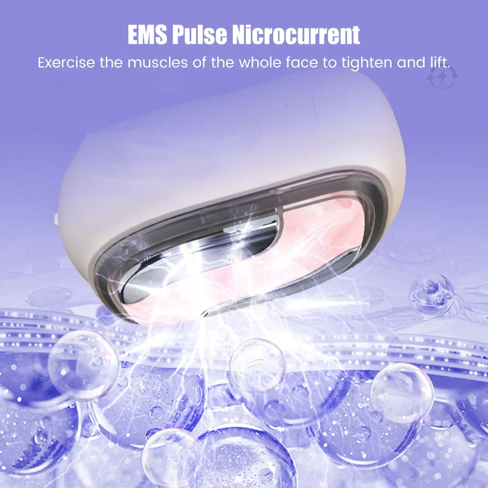EMS جهاز رفع الوجه مايكرو الحالي الدافئ أداة اختراق الوجه الضوء الأحمر والأزرق أداة التجميل متعددة الوظائف