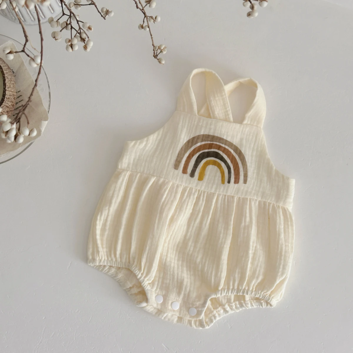 Baby-Träger-Overall mit Regenbogen-Druck, süßer Sommer-Strampler, Säuglings-Body für Neugeborene, Jungen und Mädchen, 0–18 Monate, Neugeborene, Babykleidung
