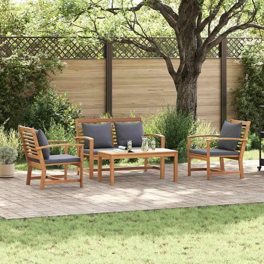 

Solid Teak Wood Outdoor Sofa Set w/ Table & Chairs for Garden Patio Balcony Dining, Customized