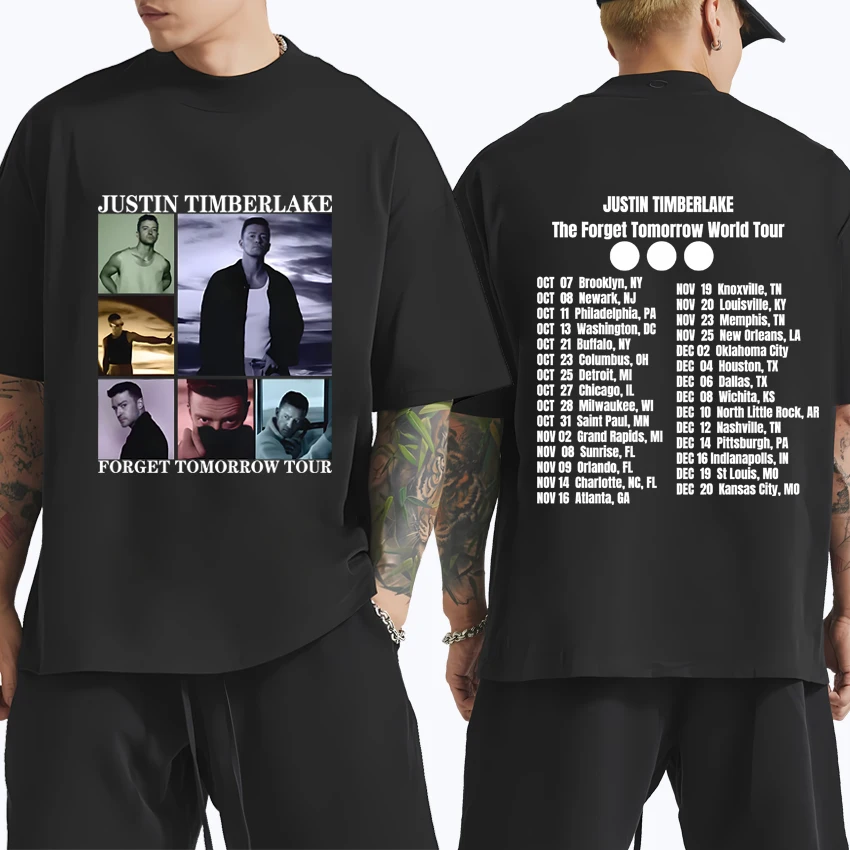 Hot sale Justin Timberlake Forget Tomorrow 2024 Tour T Shirt Men Women Casual Oversized short sleeve t-shirts Unisex Cotton Tops