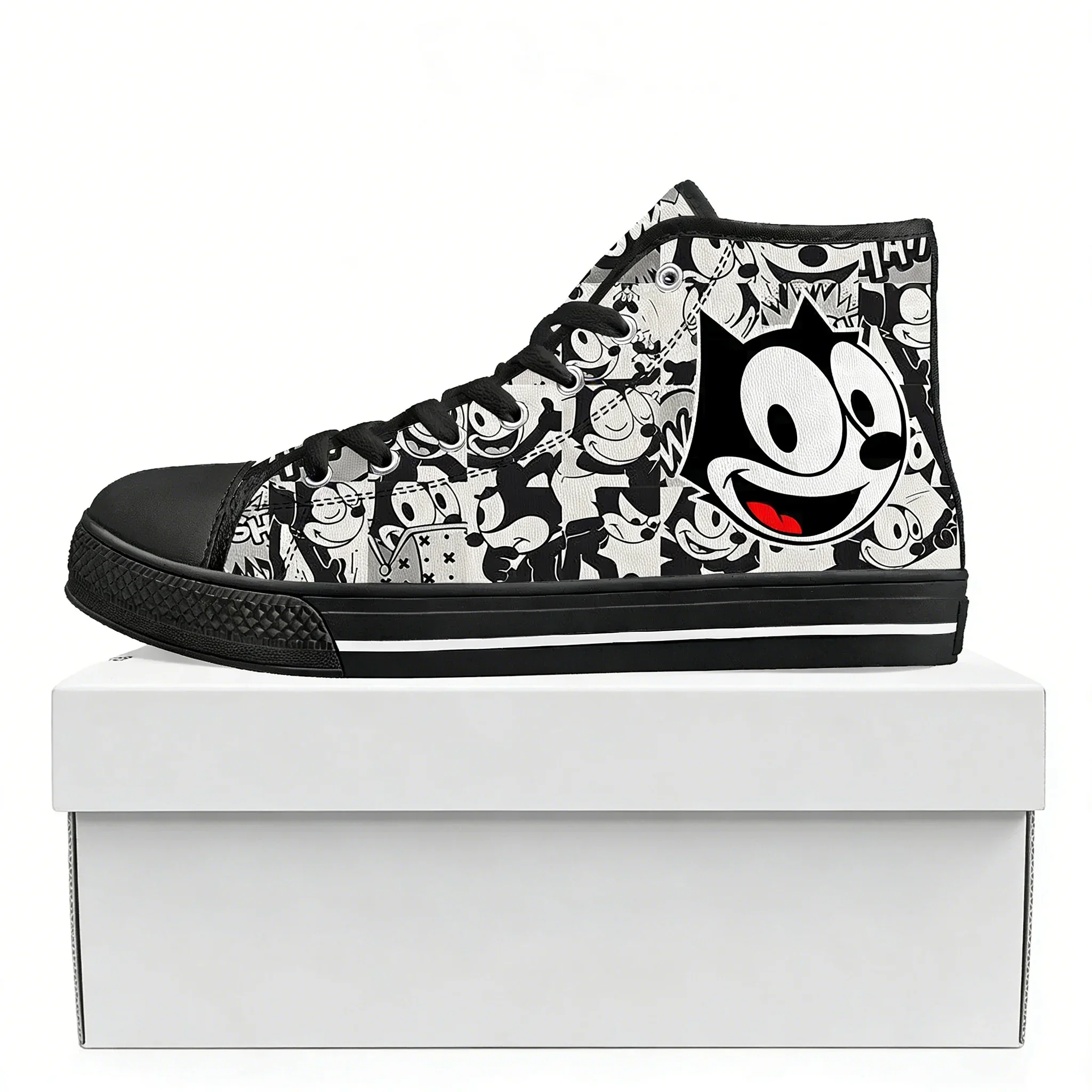 

Обувь F-Felix The Cat, кроссовки с высоким верхом, мужские, женские, подростковые, высококачественные кеды из канваса, повседневная обувь для пар, обувь на заказ