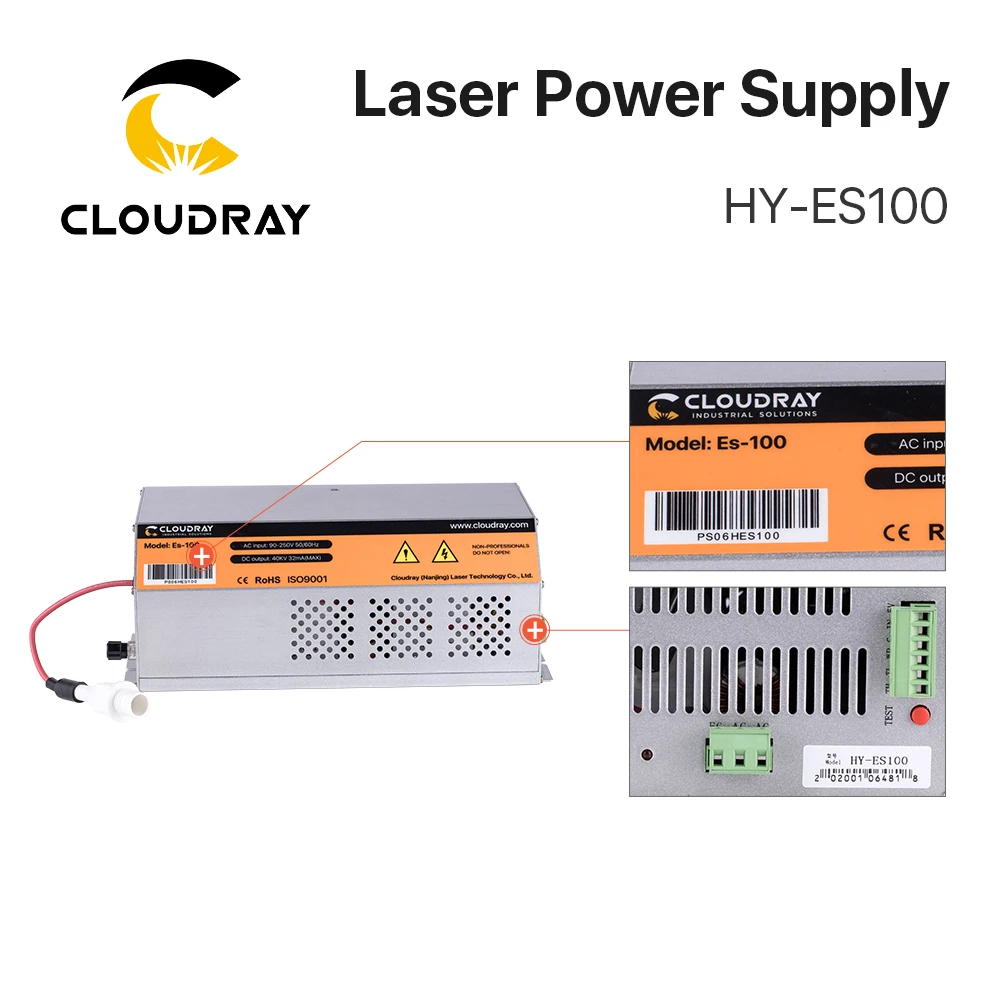 Cloudray 100-120W HY-Es100 Es Series CO2 Laser Power Supply for CO2 Laser Engraving Cutting Machine